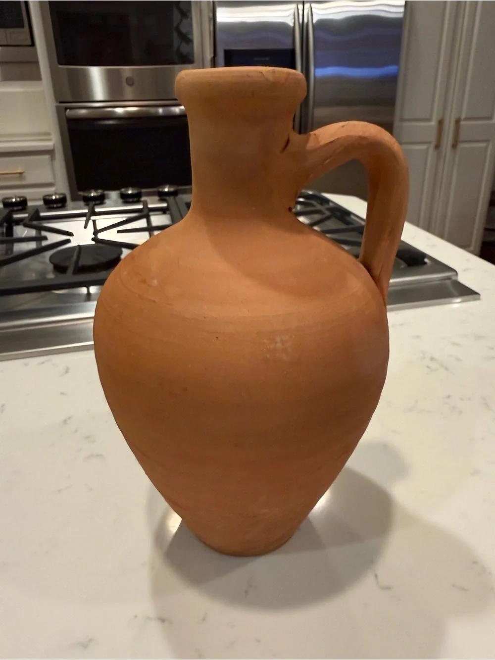 Vintage Hand Thrown Terracotta Amphora Jug Vase Rustic Mediterranean Pottery 9”
